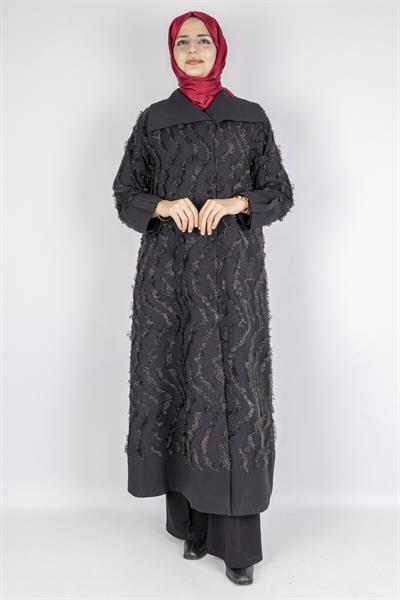 Şık Püskül Tasarımlı Tesettür Kap Siyah OTW1591