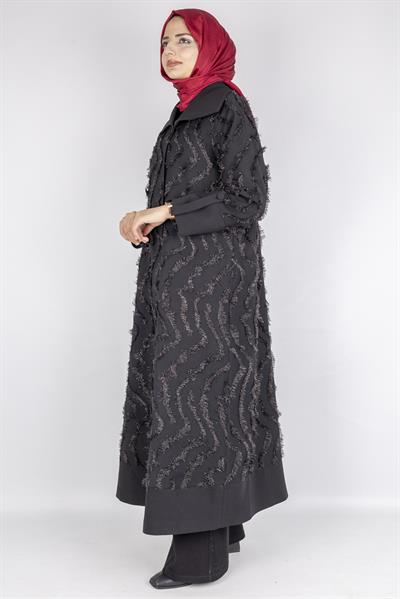 Şık Püskül Tasarımlı Tesettür Kap Siyah OTW1591