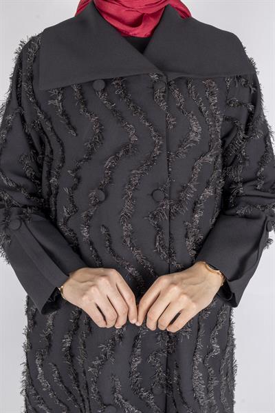 Şık Püskül Tasarımlı Tesettür Kap Siyah OTW1591