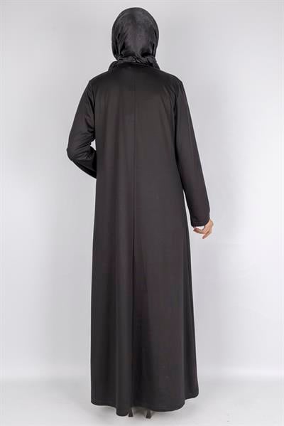 Sim Taş İşlemeli Büyük Beden Penye Elbise Siyah OTW2111