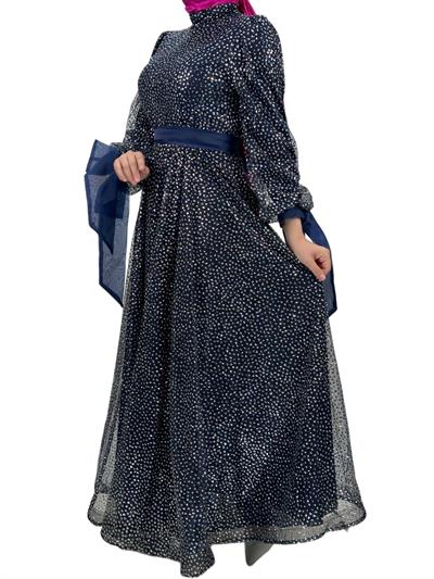 Simli Abiye Elbise Lacivert OTW4530