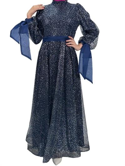 Simli Abiye Elbise Lacivert OTW4530