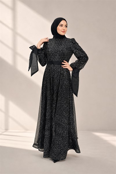 Simli Abiye Elbise Siyah OTW4530