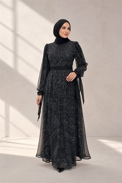 Simli Abiye Elbise Siyah OTW4530