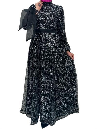 Simli Abiye Elbise Siyah OTW4530