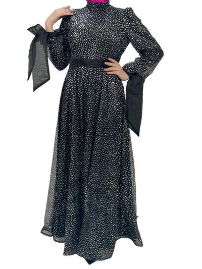 Simli Abiye Elbise Siyah OTW4530