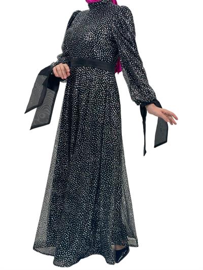 Simli Abiye Elbise Siyah OTW4530