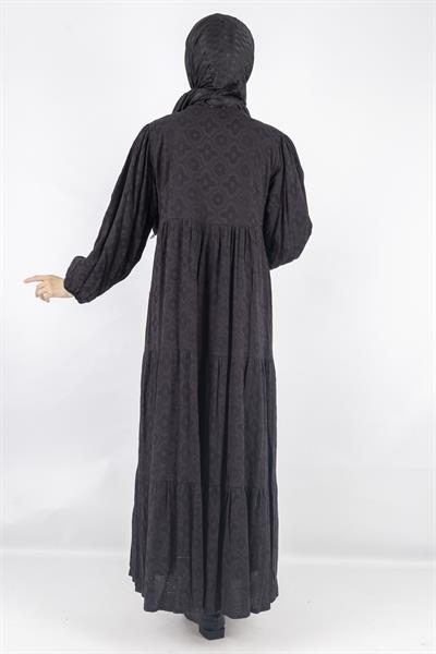 Siyah Astarlı Fisto Keten Elbise Siyah OTW1983