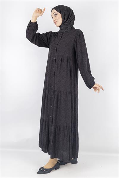 Siyah Astarlı Fisto Keten Elbise Siyah OTW1983