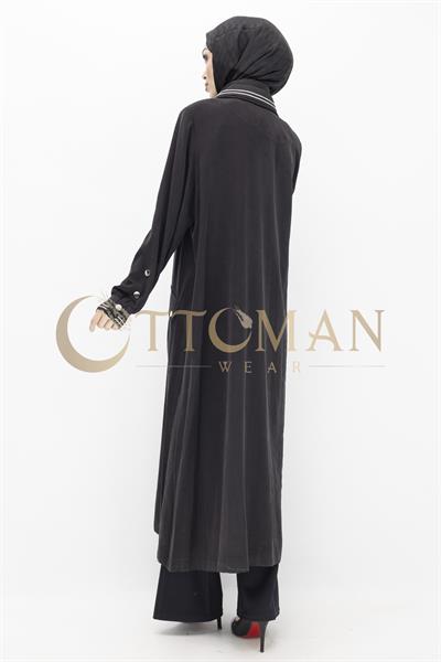 Şükran Büyük Beden Tencel Kot Kumaş Spor Kap Siyah OTW36293