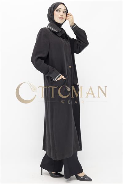 Şükran Büyük Beden Tencel Kot Kumaş Spor Kap Siyah OTW36293