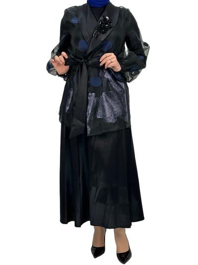 Tafta Etekli Takm Siyah-İndigo OTW2055