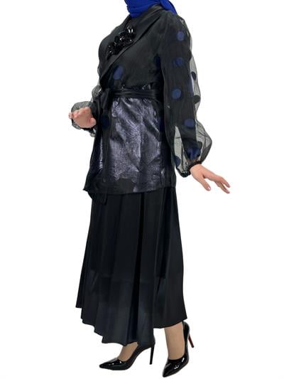 Tafta Etekli Takm Siyah-İndigo OTW2055