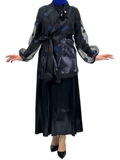 Tafta Etekli Takm Siyah-İndigo OTW2055