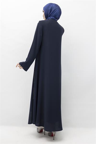 Taş Detaylı Krep Kumaş Ferace Lacivert OTW36240