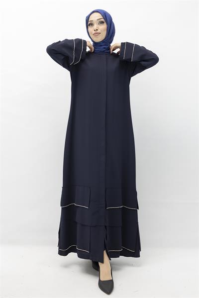 Taş Detaylı Krep Kumaş Ferace Lacivert OTW36223
