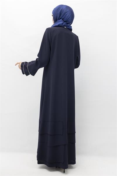 Taş Detaylı Krep Kumaş Ferace Lacivert OTW36223