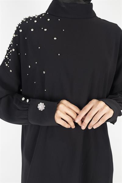 Taş Detaylı Pantolonlu Takım Siyah OTW1014