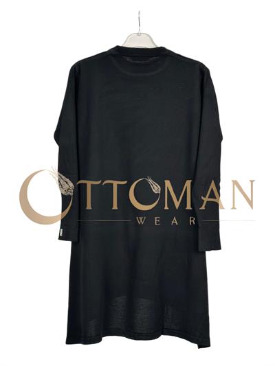 Taş İşlemeli Merserize Triko Tunik Siyah OTW884-1