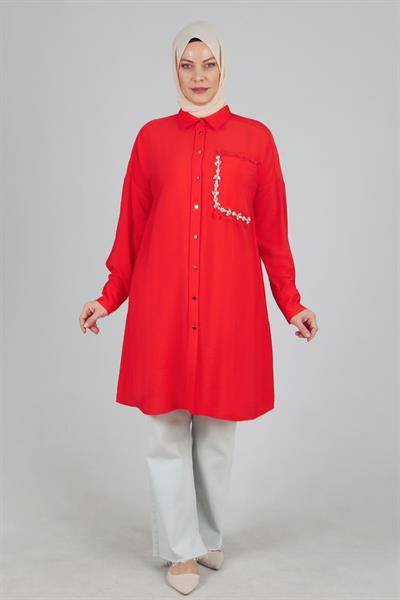 Behrem Taş İşlemeli Tunik Mercan OTW23022