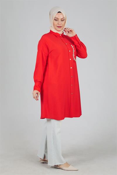 Behrem Taş İşlemeli Tunik Mercan OTW23022