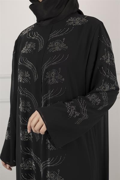 taşlı büyük beden abiye elbise Siyah OTW1377