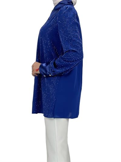 Taşlı Gömlek Saks OTW40429