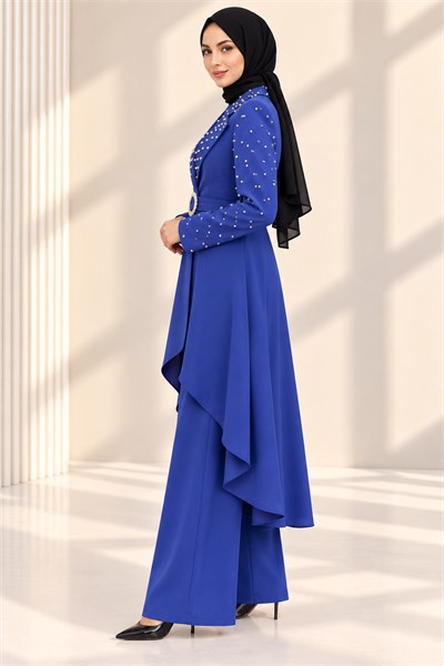TAŞLI KEMERLİ ŞIK ÜÇLÜ TAKIM Saks OTW38963