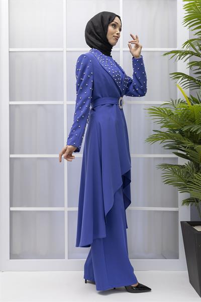 TAŞLI KEMERLİ ŞIK ÜÇLÜ TAKIM Saks OTW38963
