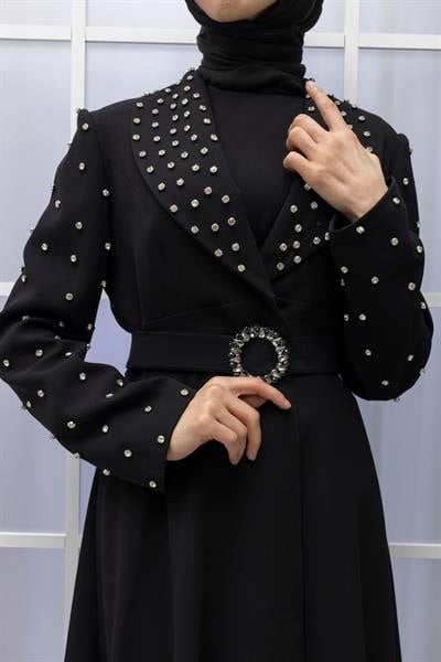 TAŞLI KEMERLİ ŞIK ÜÇLÜ TAKIM Siyah OTW38963