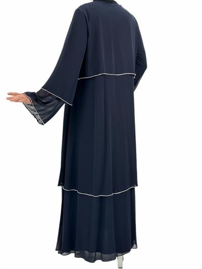 Taşlı Şifon Ferace Lacivert OTW36174