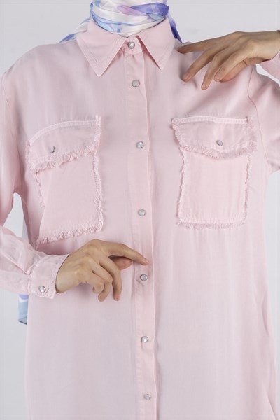 Tensel Kot Gömlek Pembe OTW7309