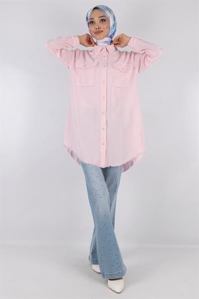 Tensel Kot Gömlek Pembe OTW7309