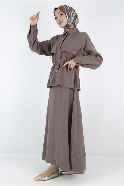 Tensel Kumaş Spor Etekli Takım Kahve OTW2627