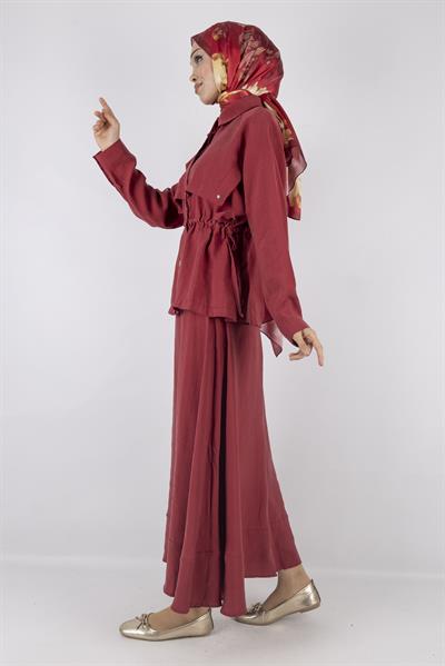 Tensel Kumaş Spor Etekli Takım Kırmızı OTW2627