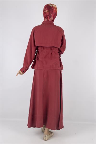 Tensel Kumaş Spor Etekli Takım Kırmızı OTW2627