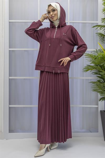 TENSEL OYSHO KUMAŞ SPOR ETEKLİ TAKIM Bordo OTW70062