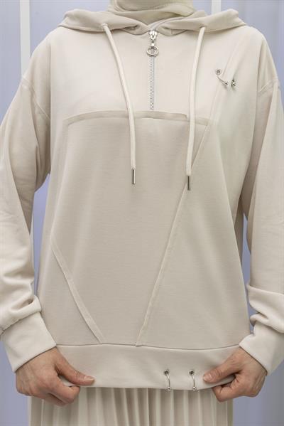 TENSEL OYSHO KUMAŞ SPOR ETEKLİ TAKIM Bej OTW70062