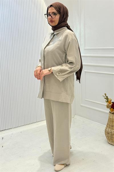 Tensel Pantolonlu Takım Bej OTW8598