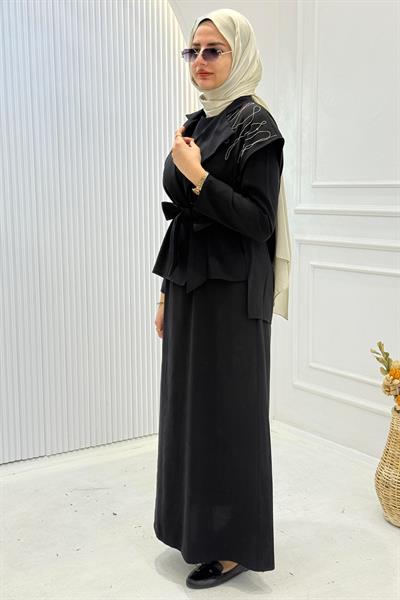 Tensel Yelekli Elbise Takım Siyah OTW7266