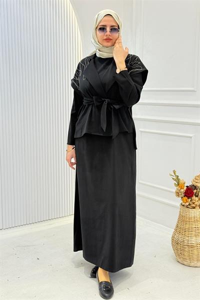 Tensel Yelekli Elbise Takım Siyah OTW7266