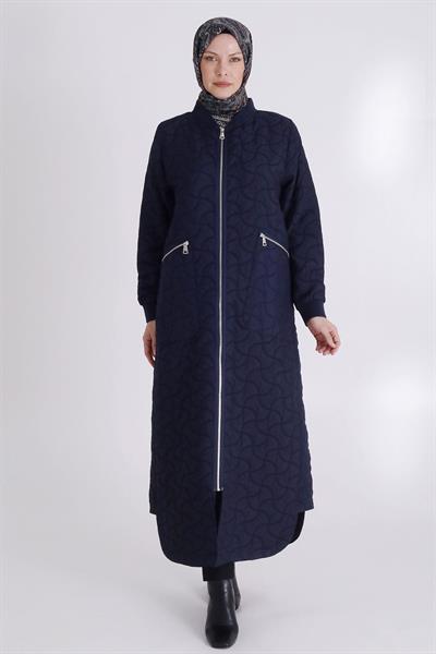 Tesettür Büyük Beden Spor Şık Kapitone Ferace Lacivert OTW2821