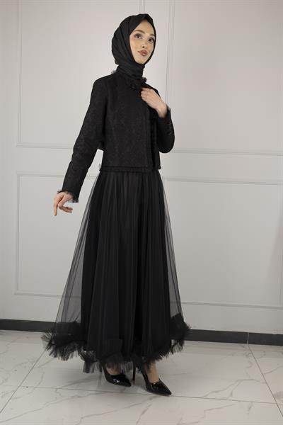 TÜL ETEKLİ TAKIM Siyah OTW44903