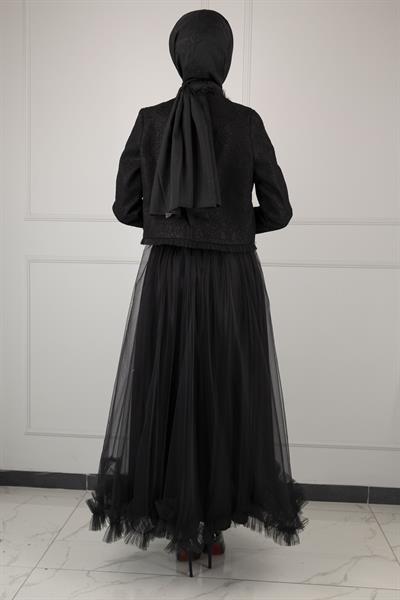 TÜL ETEKLİ TAKIM Siyah OTW44903