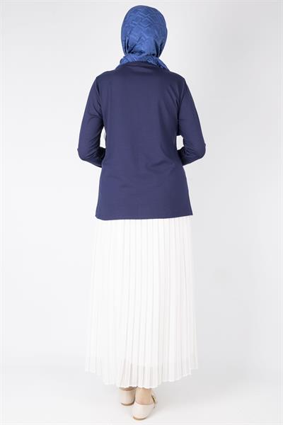 Üçlü Fırfırlı Penye Tunik Lacivert OTW578