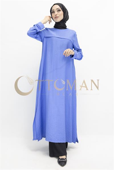 Uzun  Keten Aerobin Tunik İndigo OTW2307