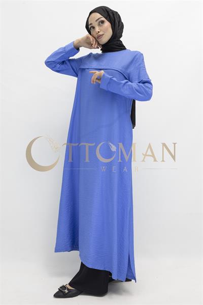 Uzun  Keten Aerobin Tunik İndigo OTW2307