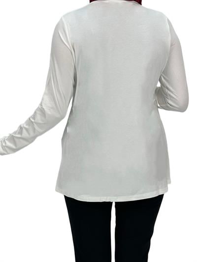 Uzun Kollu Önü Şifon Bisiklet Yaka İçlik Ekru OTW4433