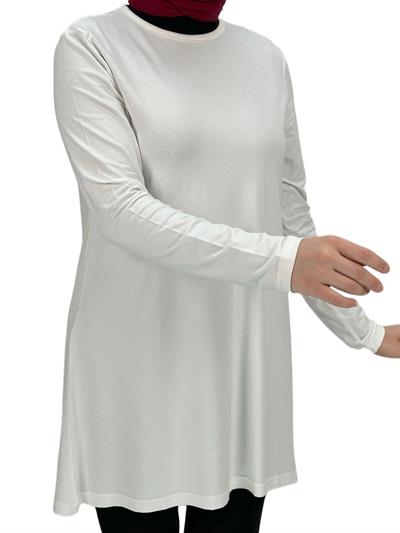 Uzun Kollu Penye İçlik Ekru OTW408