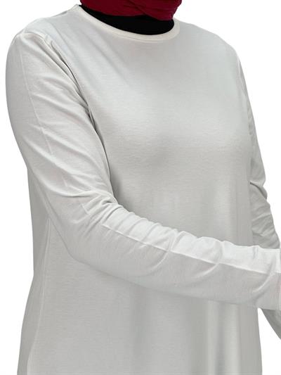 Uzun Kollu Penye İçlik Ekru OTW408